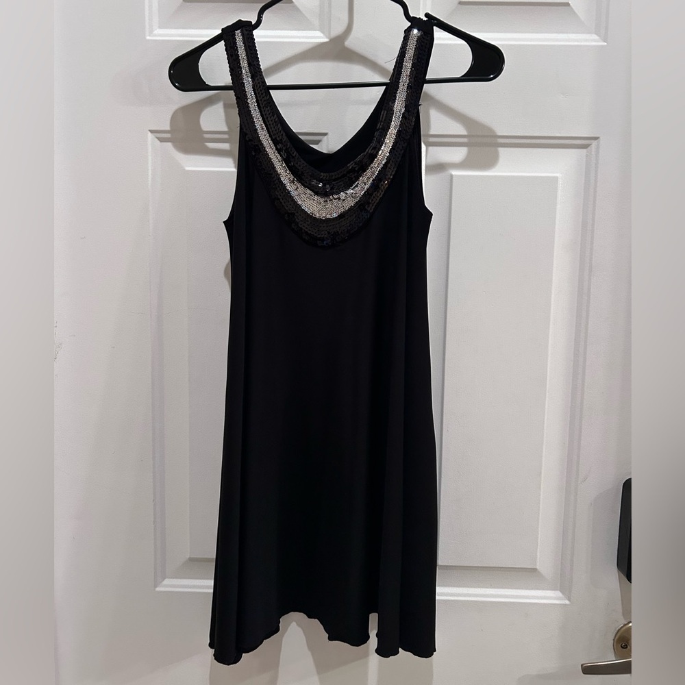 Black Sequin Embellished Women's Tank Top